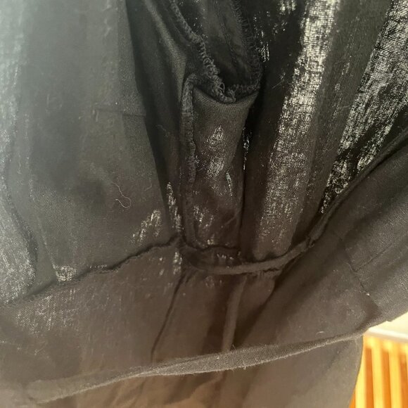 NWT Black Old Navy Linen Blend True Wrap Mini Dress with Puff Sleeves - Picture 4 of 7